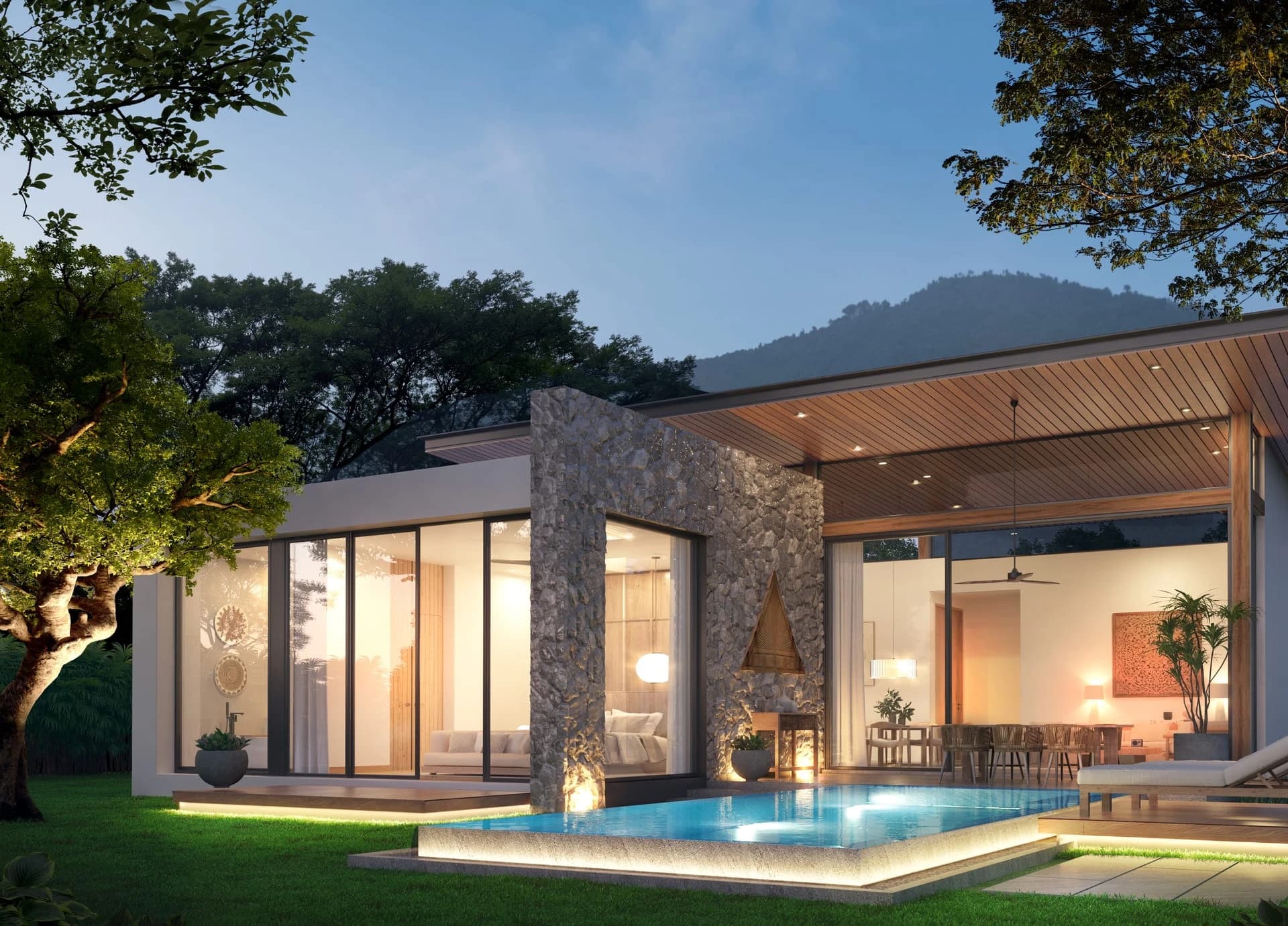MONO Champaca villa framed by mature trees
